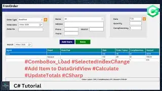 C# Tutorial - Add Item to DataGridView ,ComboBox SelectedIndex Changed, Calculate | 