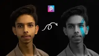 Dark Creative Portrait with Blue Lines in  Picsart | SG Editor