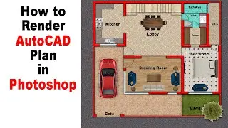How to Render a Floor Plan in Photoshop Easily  || AutoCAD Plan Render in Photoshop