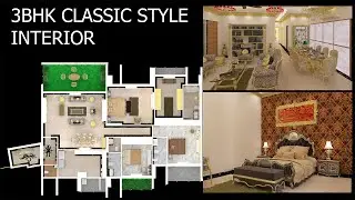 3bhk classic style home l luxury apartment l classic  bedroom l classic living room.