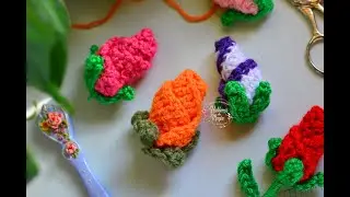 Pimpollo  de rosa aplique  (Técnicas y crochet )