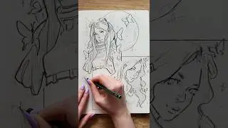 Space Girls 🦋 - Sketchbook Challenge (A new theme a week) #shorts
