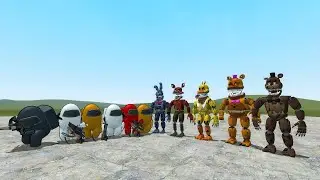 ALL AMONG US vs ALL FNAF 1-9 SECURITY BREACH ANIMATRONICS In Garry's Mod! (Five Nights Freddy's)