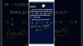 II.Dereceden Denklemler Dikkat etmemiz Gereken Çok Güzel Soru #shorts #TYT-AYT💥💥
