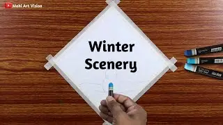 Winter Scenery Drawing Easy For Beginners / Christmas Winter Drawing Oil Pastel