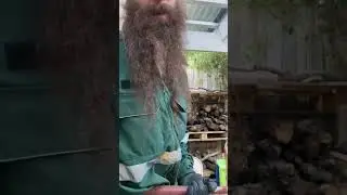 Rebar cutting with giant bolt cutters to be used for securing central pole of cat stand