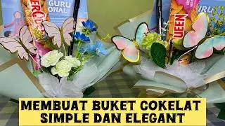 MEMBUAT BUKET COKLAT SIMPLE ANTI RIBET | BUKET UNTUK HARI GURU #buket #buketcoklat #viralvideo 