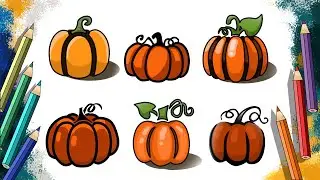 Как нарисовать тыкву просто | Раскраска тыквы | How to draw a pumpkin is simple  | Pumpkin coloring