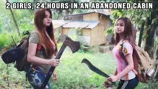 2 GIRLS, 24 hours in an abandoned CABIN ASMR