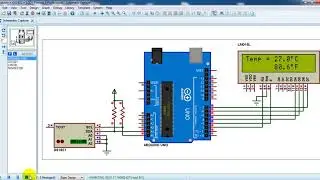 Arduino with DS1621 sensor and 1602 LCD - Proteus simulation