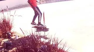 My friend manuals down a 2 stair 
