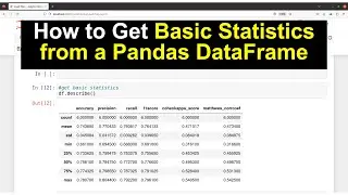Get some basic statistics from data in Pandas Daaframes