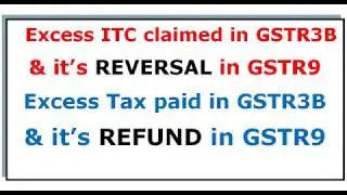 Excess ITC claimed in GSTR3B & it REVERSAL in GSTR9, Excess Tax paid in GSTR3B & ITS REFUND IN GSTR9
