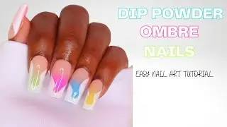 EASY OMBRE DIP POWDER NAILS AT HOME | COLORFUL PASTEL SPRING NAILS | Abstract Nail Art