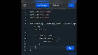 How to write a c++ program to find the dum of all digits in a given string.