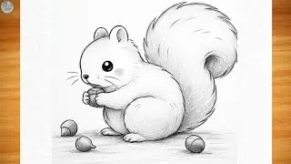 How to Draw a Cute Squirrel with Pencil 🐿️ | Easy Squirrel Drawing Step by Step |  