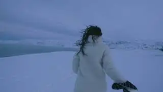 Lonely Girl Running In Snow Covered Mountains  - No Copyright Video - Free Stock Footage