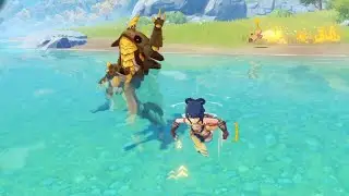 【Genshin Impact】 Win without fighting (Drown it) xD swimming