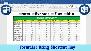 Formula in MS Word || Table in MS Word || SUM AVERAGE MAX MIN in MS  word || moin tech support ||