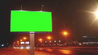 A Billboard With A Green Screen On A Streets Free HD Videos Clips