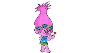 How to draw Poppy | Trolls | Как нарисовать Розочку | Тролли | мультик раскраска для детей