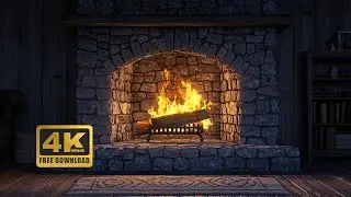 Cozy Fireplace Ambience: Crackling Wood Fire in a Rustic Room | 4K Relaxation