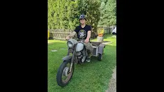 Jawa ČZ 175 Homemade motorcycle, riding around the house with a clogged gas cap - Jízda kolem komína