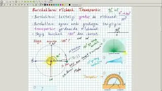 Burchaklarni o'lchash. Transportir. Geometriya 7-sinf. 6-dars