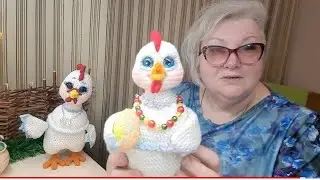 Пасхальный сувенир крючком , курочка шкатулочка Глаша , часть третья остальные детали курочки .