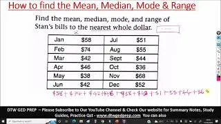 How to Find Mean, Median, Mode and Range - GED Math Test Crash Course