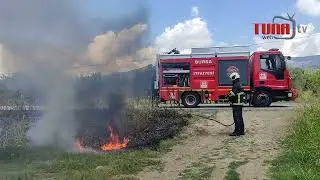 Anız yangını itfaiyenin müdahalesi ile söndürüldü