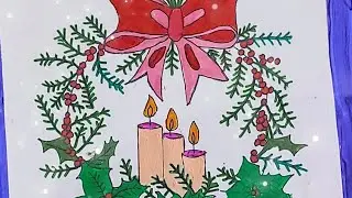 Beautiful Wreath drawing and colouring ideas🎄🎄✨✨ ⛄⛄🌟🌟