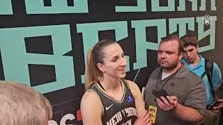 NY Liberty vs Sun 7/16/24 Post Game Media Scrum with Jonquel Jones, Ivana Dojkić & Kayla Thornton