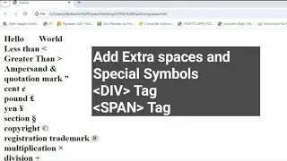 how to add extra spaces in text | DIV tag | SPAN tag | Special symbols #spantag #htmltutorial #html5