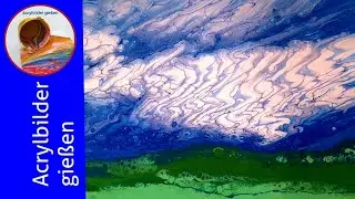 Pouring Acrylic deutsch: Cloud Effect Acrylic Pour Tutorial - Der Wolkeneffekt - English Subtitles