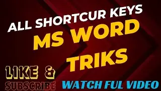 MS word all shortcut keys | shortcut keys of ms word and ms excel | shortcut keys of ms word