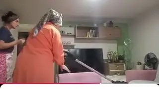 CLEANING FROM CORNER TO CORNER WITH MY COUSIN.