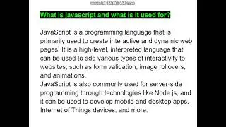 What is Javascript  and what is it used?