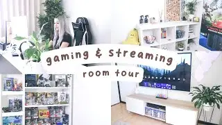 ☁️ gaming & streaming room tour | video games, streaming setup, figurines, plants & more | 2019