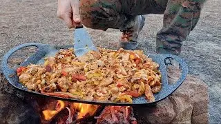 Campfire fajita sandwiches #short #fajitas #fajita #outdoorcooking #campfirecooking