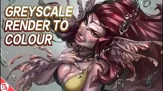 Greyscale to Colour Rendering Process Featuring Fish Lady