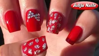 ▶ Bornprettystore / Маникюр на красном лаке / Маникюр со стразами и блестками