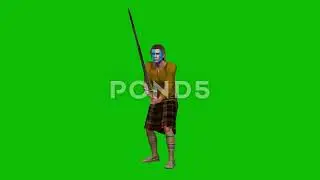 Highlander With War Paint Green Screen Animation