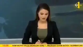 Azerbaycan ordusunun ilerleyişini duyuran spiker, gözyaşlarını tutamadı.