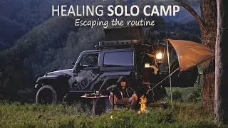 Solo CAR CAMPING relaxing with Serene Views [ Jeep Wrangler overland,  Campfire cooking ] SoC Ep15