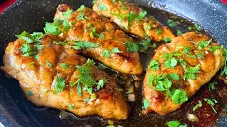 Juicy chicken breast in a frying pan! The best chicken breast recipe. Awesome sauce!