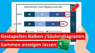 Gestapeltes Balken- / Säulendiagramm formatieren | Summe rechts bzw. oberhalb anzeigen
