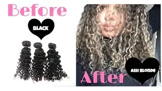 BLACK TO ASH BLONDE ON CURLY HAIR | USING ONLY 20 vol!! NO Orange NO brassy