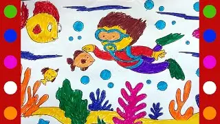 super hero fishing in ocean painting and drawing || Painting for You