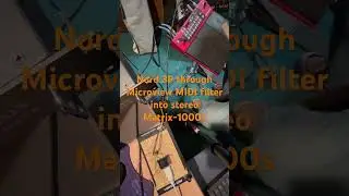 Nord Drum 3P through Sparkfun Microview MIDI Filter to Stereo Oberheim Matrix-1000s